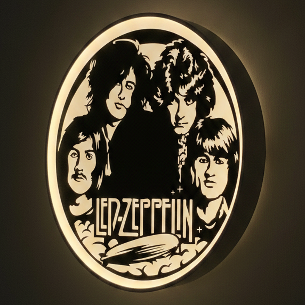 Led Zeppelin LED-Leuchtschild Wanddeko Musik-Deko Geschenk