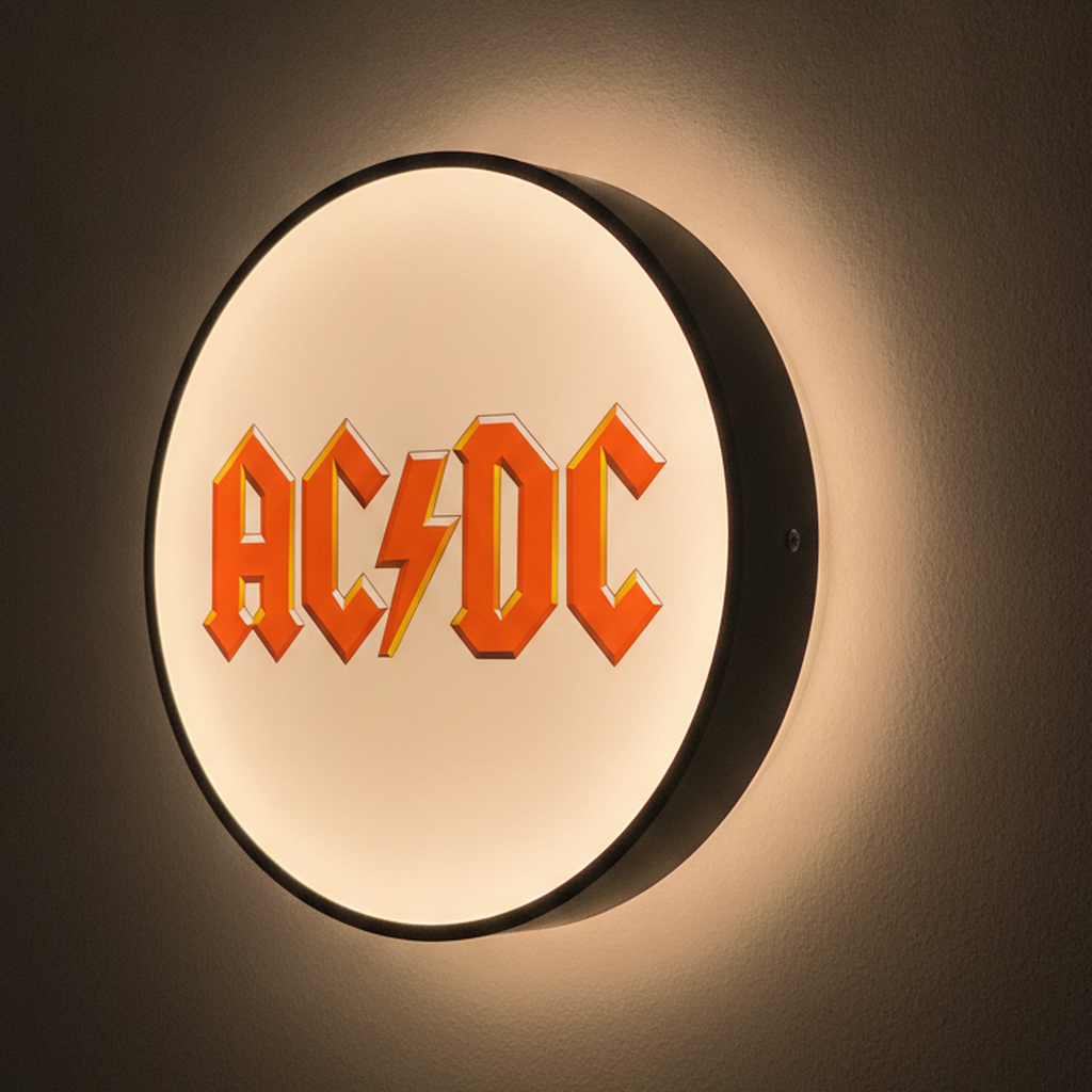 AC/DC LED-Leuchtschild Wanddeko Musik-Deko Geschenk